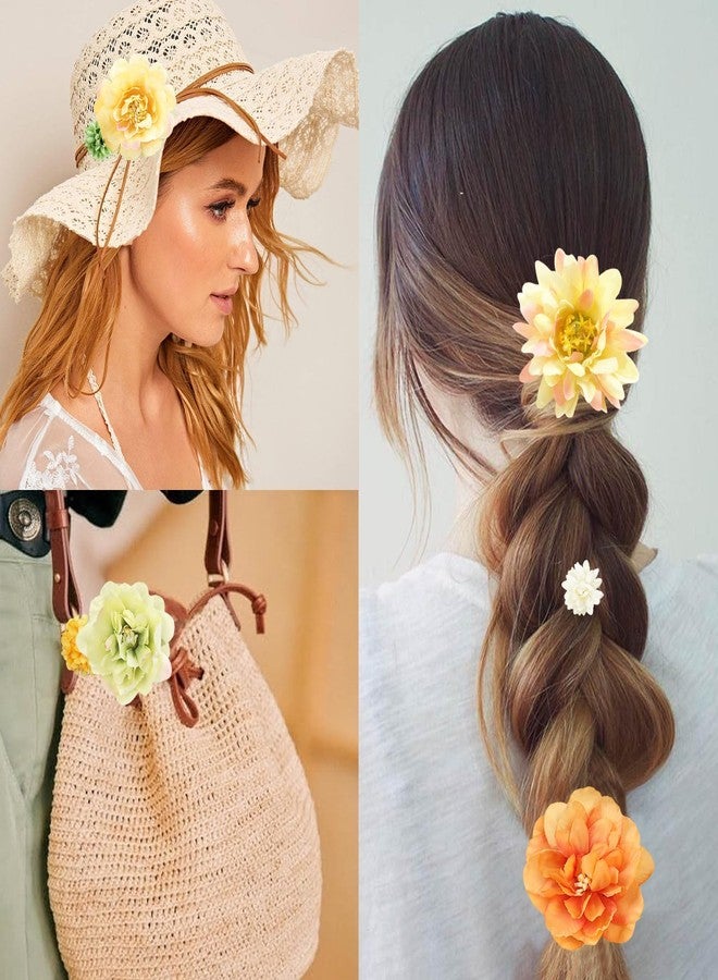 لابوهي 21 قطعة من مشابك الشعر الحريرية المزينة بالزهور، مشابك شعر نسائية أنيقة بنمط بوهيمي مزهر، مصنوعة يدوياً، إكسسوارات شعر للعروس، مشابك شعر على شكل وردة، إكسسوارات شعر لحفلات الزفاف (أخضر وأصفر). - Image 4